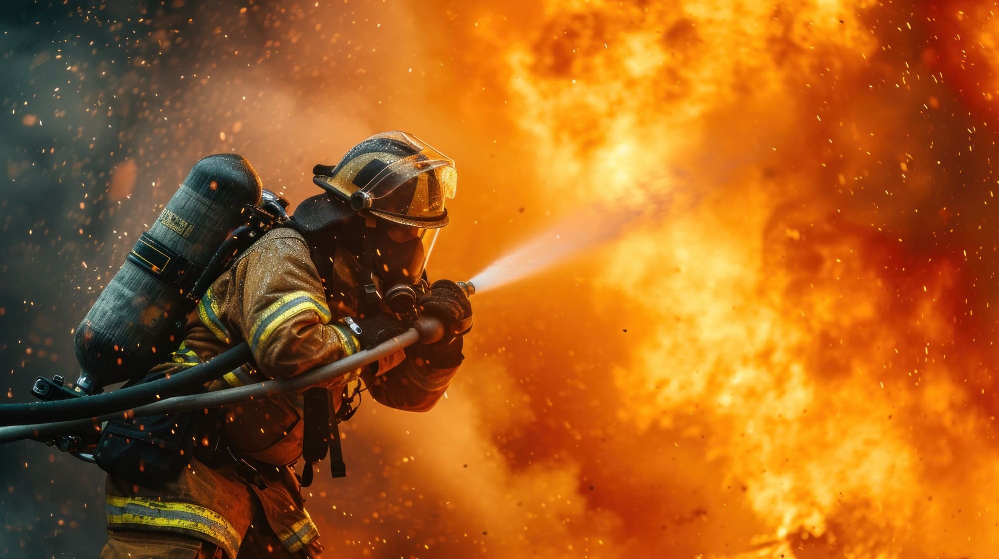 Firefighter responding to an active fire
